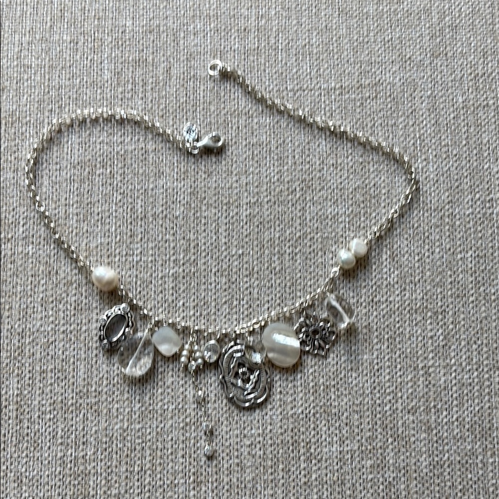 Silpada Silver and Pearl Charm Necklace